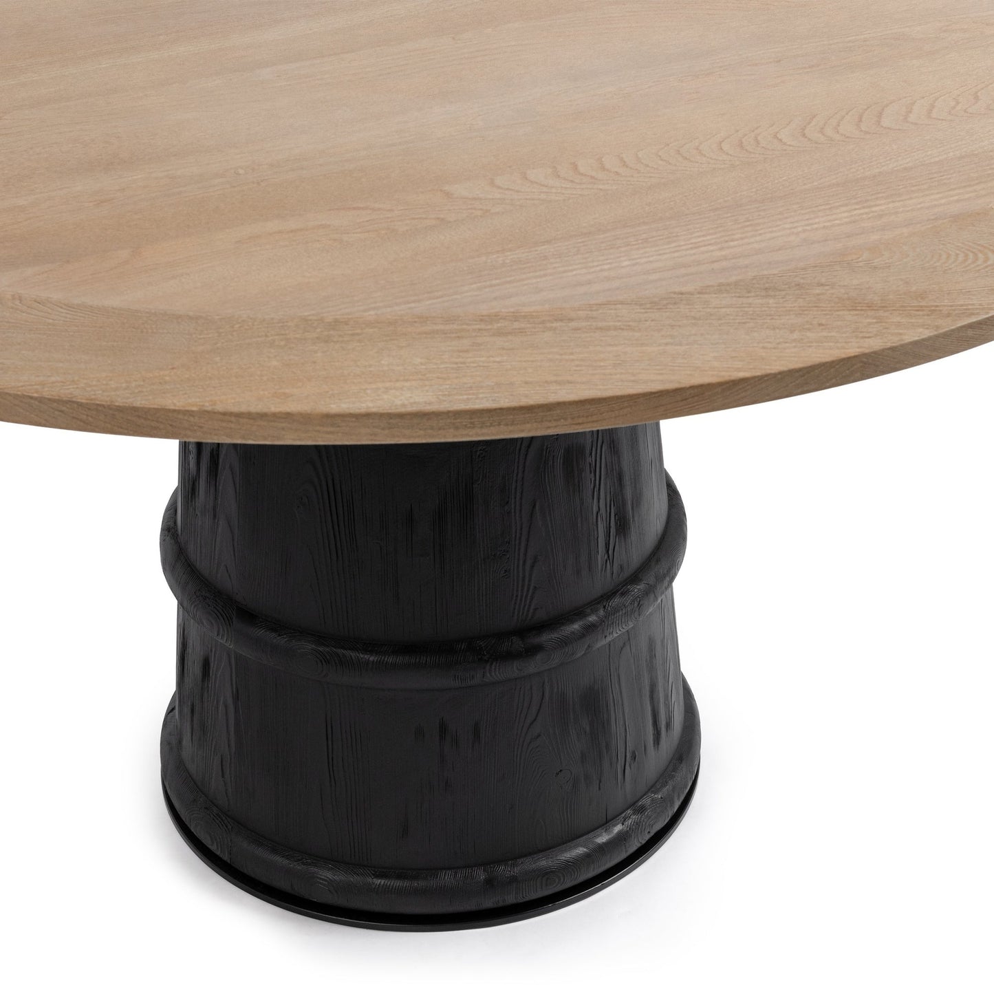 Soft Reef Noir Elm Wood Dining Table Lunen 55" Round Dining Table Soft Reef Noir Collection