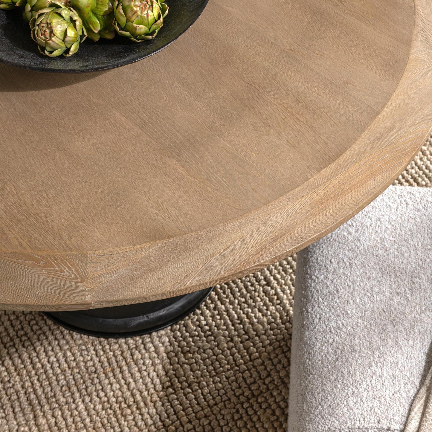 Soft Reef Noir Elm Wood Dining Table Lunen 55" Round Dining Table Soft Reef Noir Collection