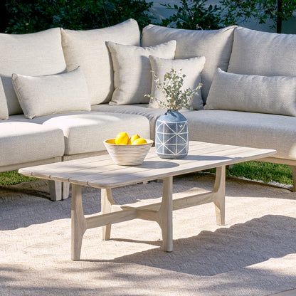 Gray Teak Wood Outdoor Coffee Table Dawn Outdoor Coffee Table Collection