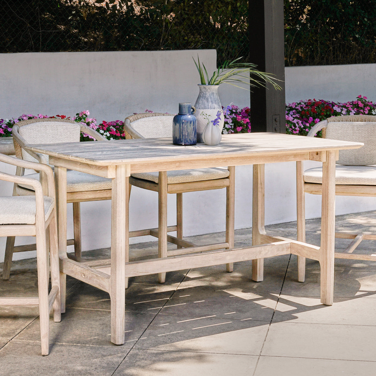 Gray Teak Wood Outdoor Bar & Counter Table Dawn Outdoor Counter Table Collection