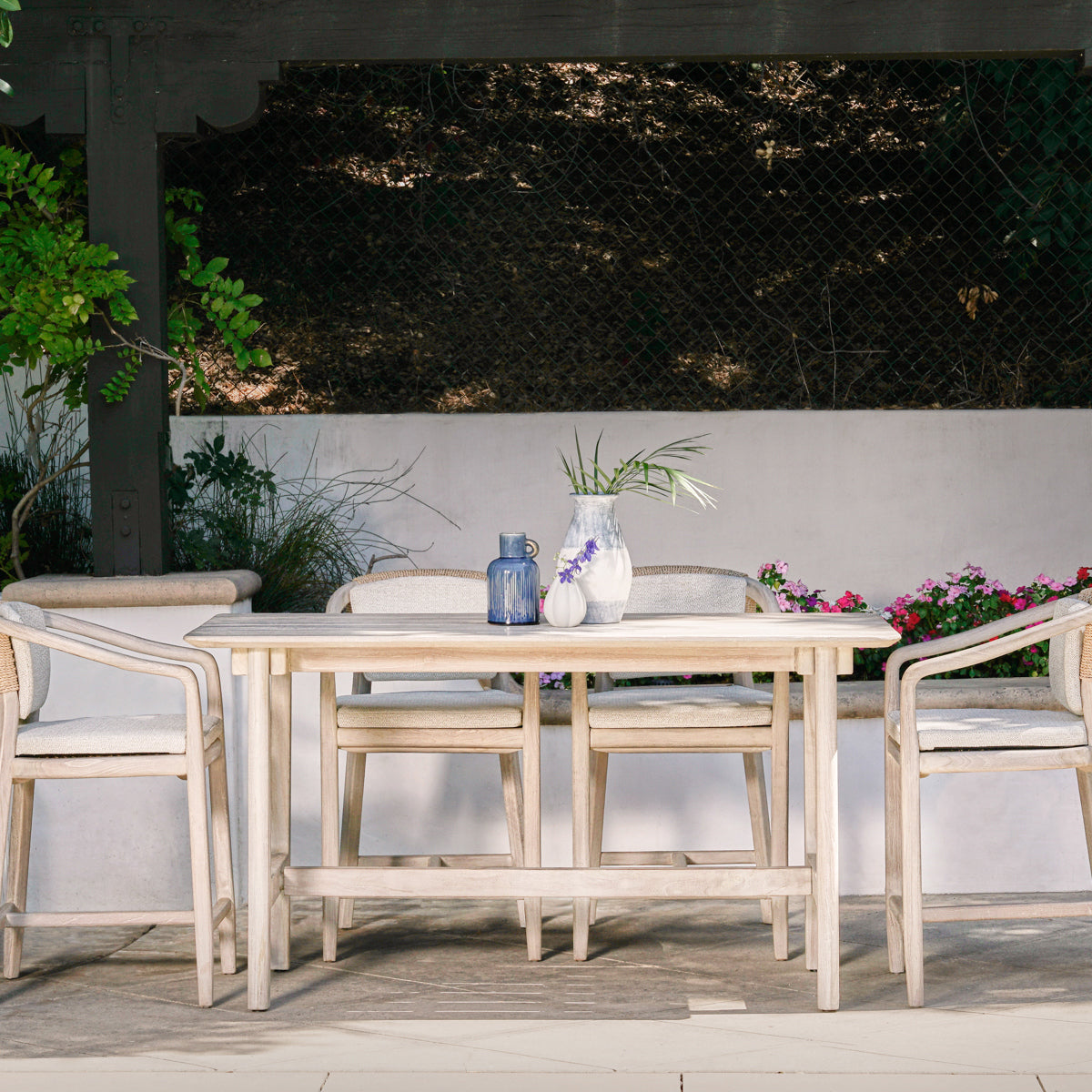 Gray Teak Wood Outdoor Bar & Counter Table Dawn Outdoor Counter Table Collection