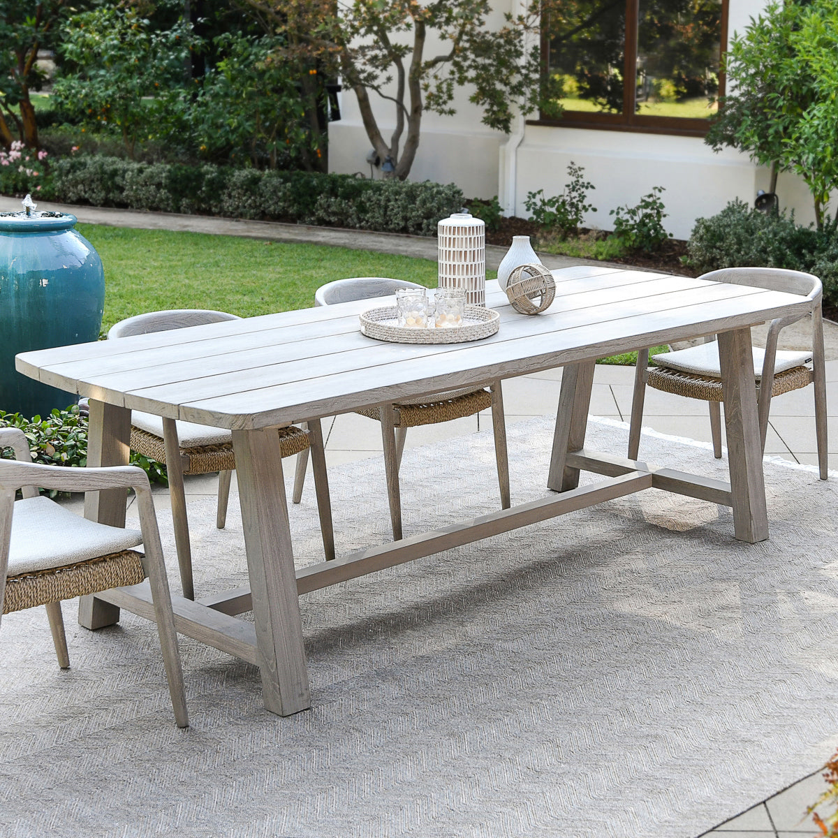 Gray Teak Wood Outdoor Dining Table Agnes Outdoor Dining Table Collection