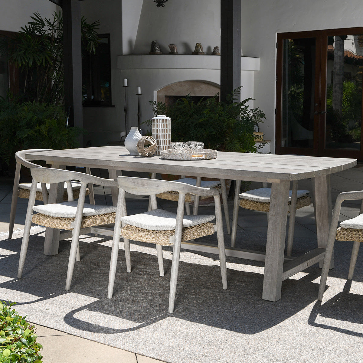 Gray Teak Wood Outdoor Dining Table Agnes Outdoor Dining Table Collection
