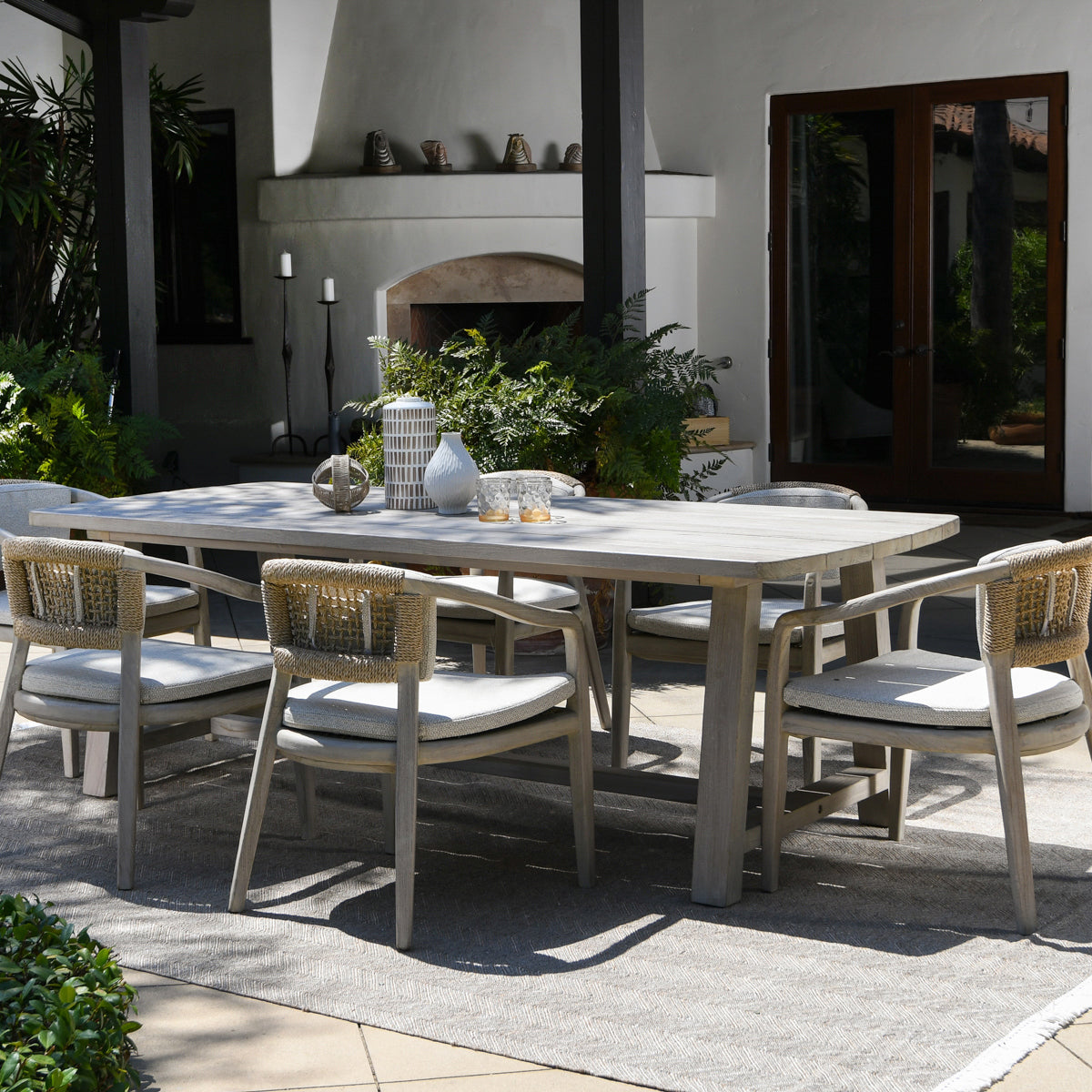 Gray Teak Wood Outdoor Dining Table Agnes Outdoor Dining Table Collection