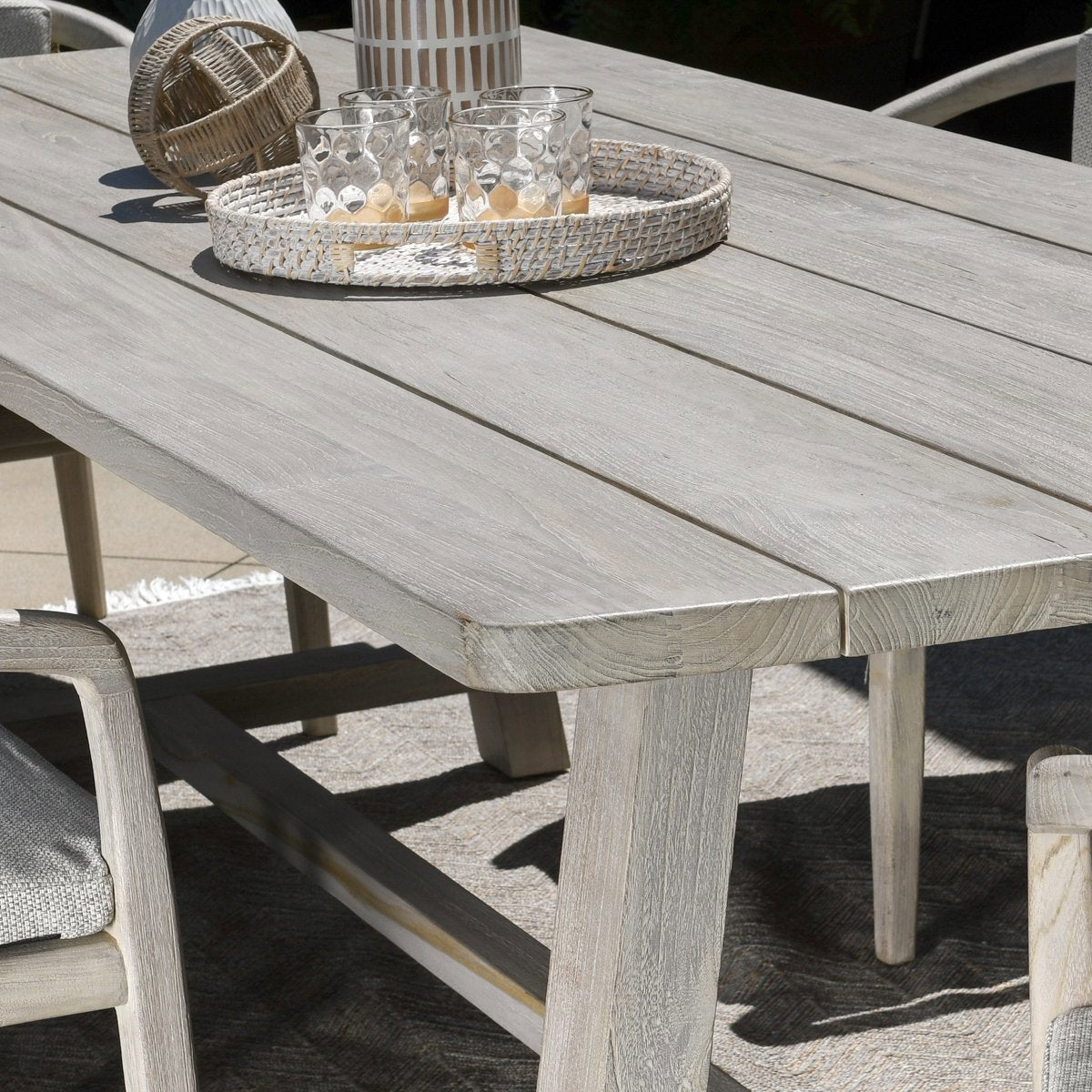 Gray Teak Wood Outdoor Dining Table Agnes Outdoor Dining Table Collection