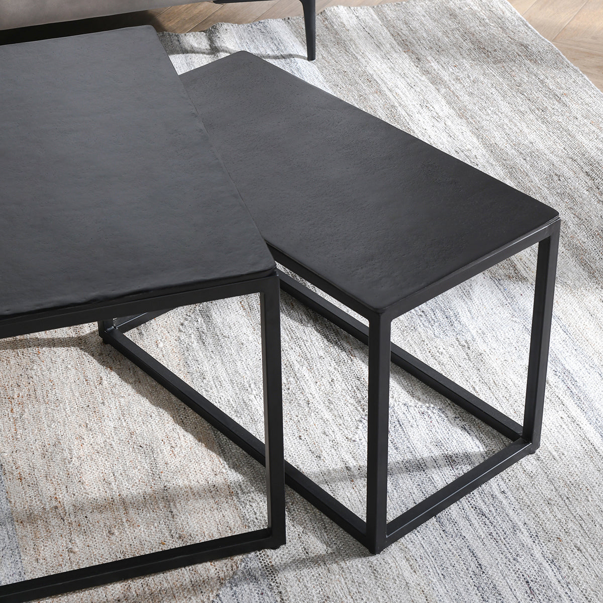 Dark Antique Cast Aluminum Coffee Table Buckley Coffee Table Set of 3 Collection