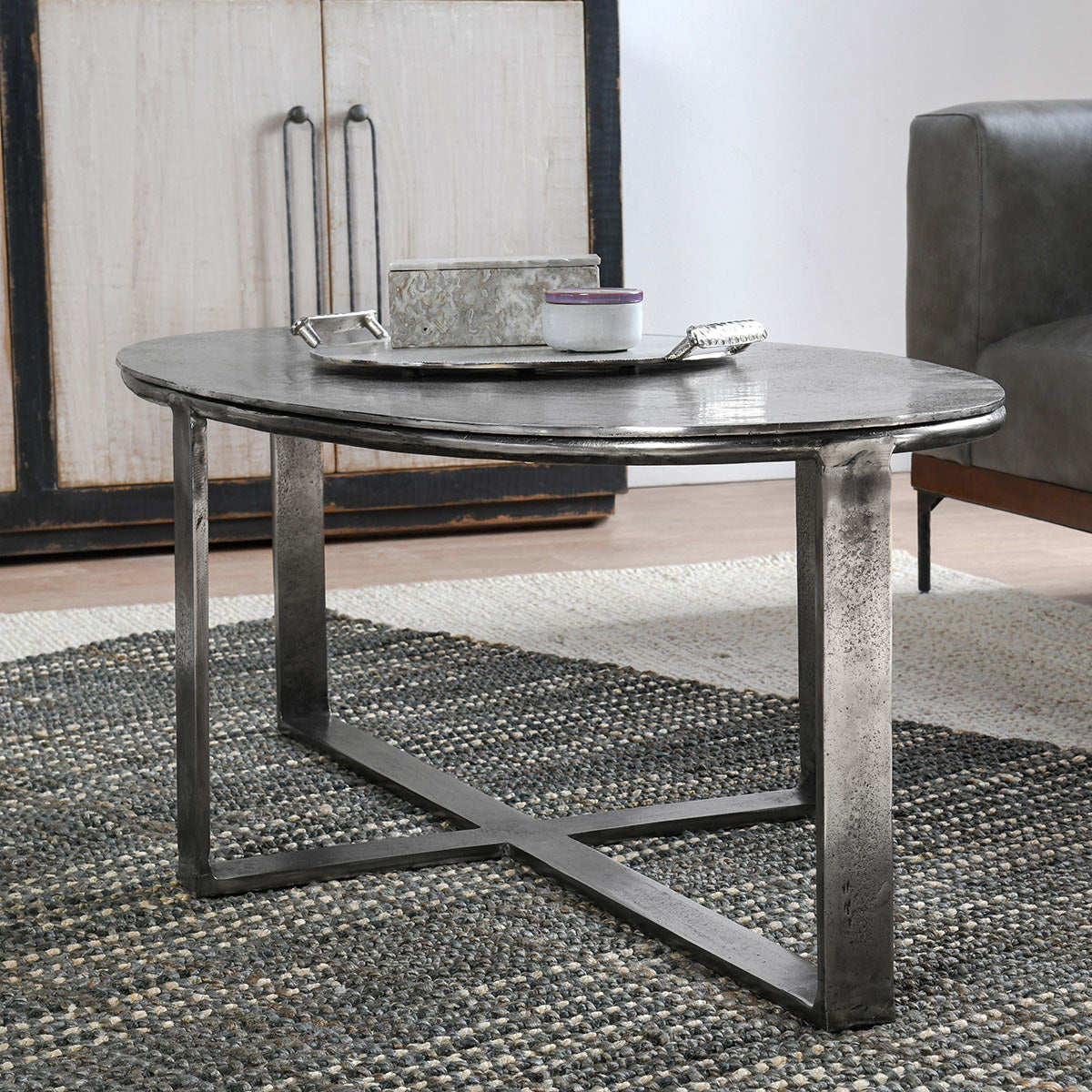 Nickel Antique Cast Aluminum Coffee Table Flores Coffee Table Collection