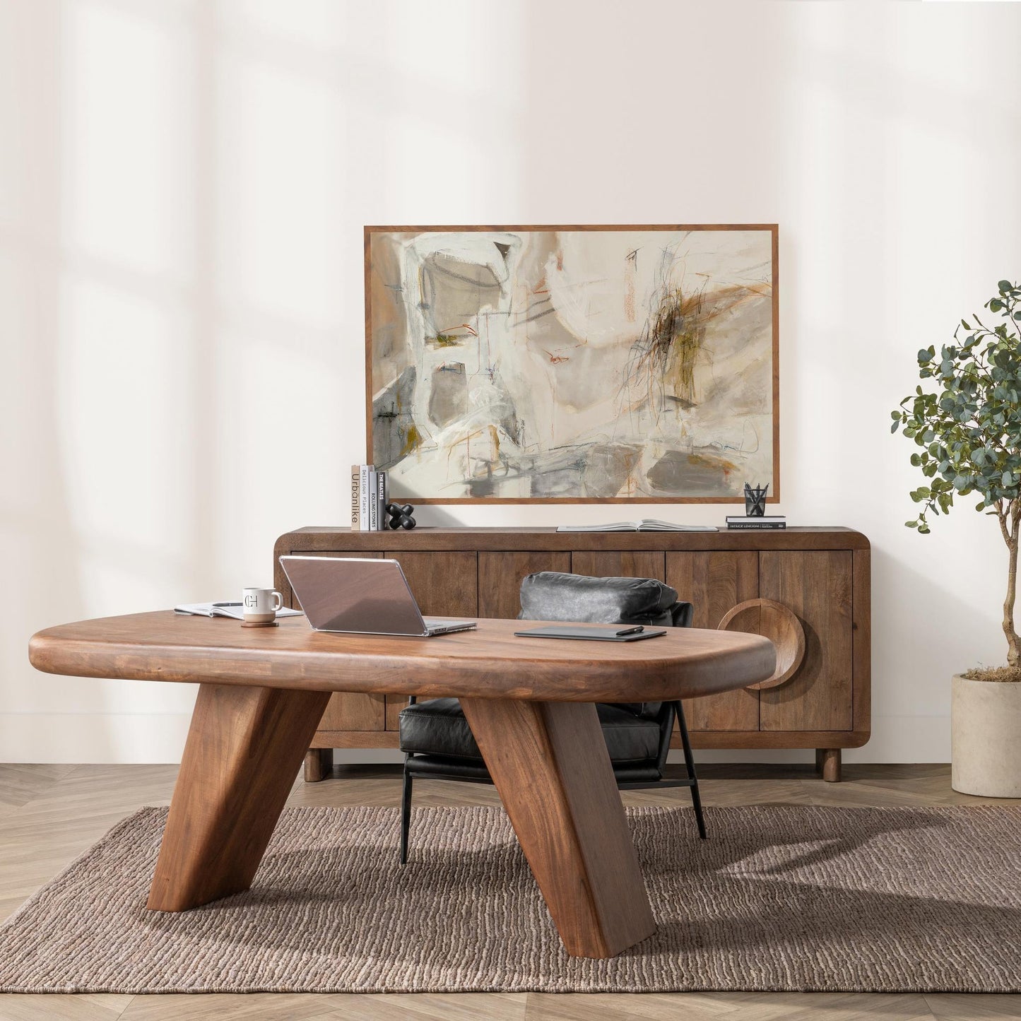 Chestnut Acacia Wood Desk Harvey Desk Collection