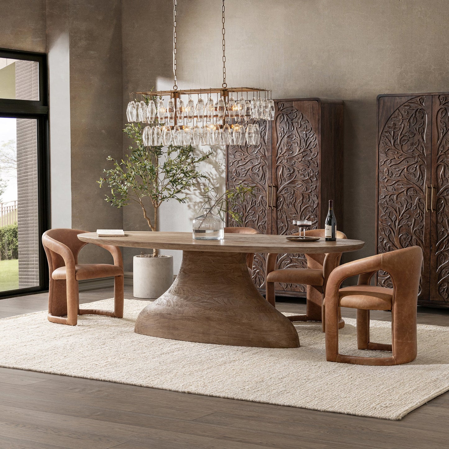 Sandstone Greige Acacia Wood Dining Table Amra Dining Table Collection