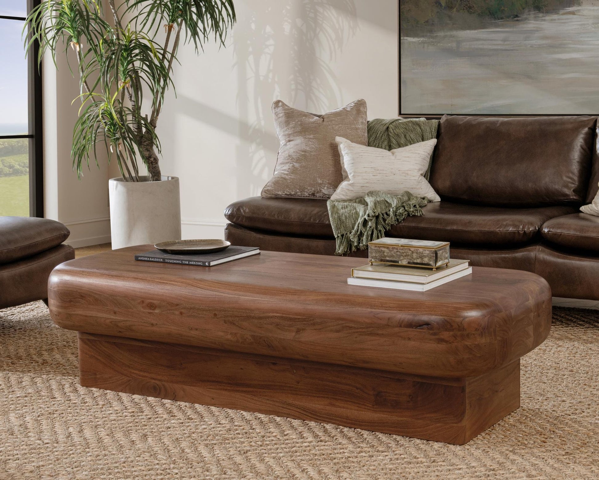 Acorn Brown Acacia Wood Coffee Table Craig Coffee Table Collection