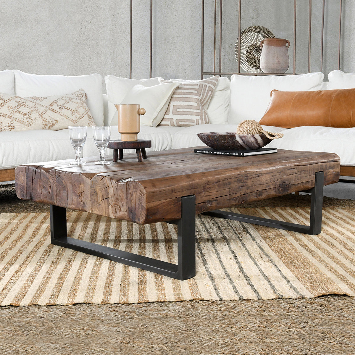 Rustic Brown Reclaimed Wood Coffee Table Duarte Coffee Table Collection