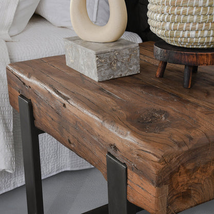 Rustic Brown Reclaimed Wood Accent & End Table Duarte End Table Collection