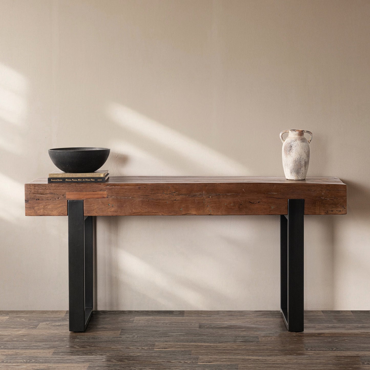 Rustic Brown Reclaimed Wood Console Table Duarte Console Table Collection
