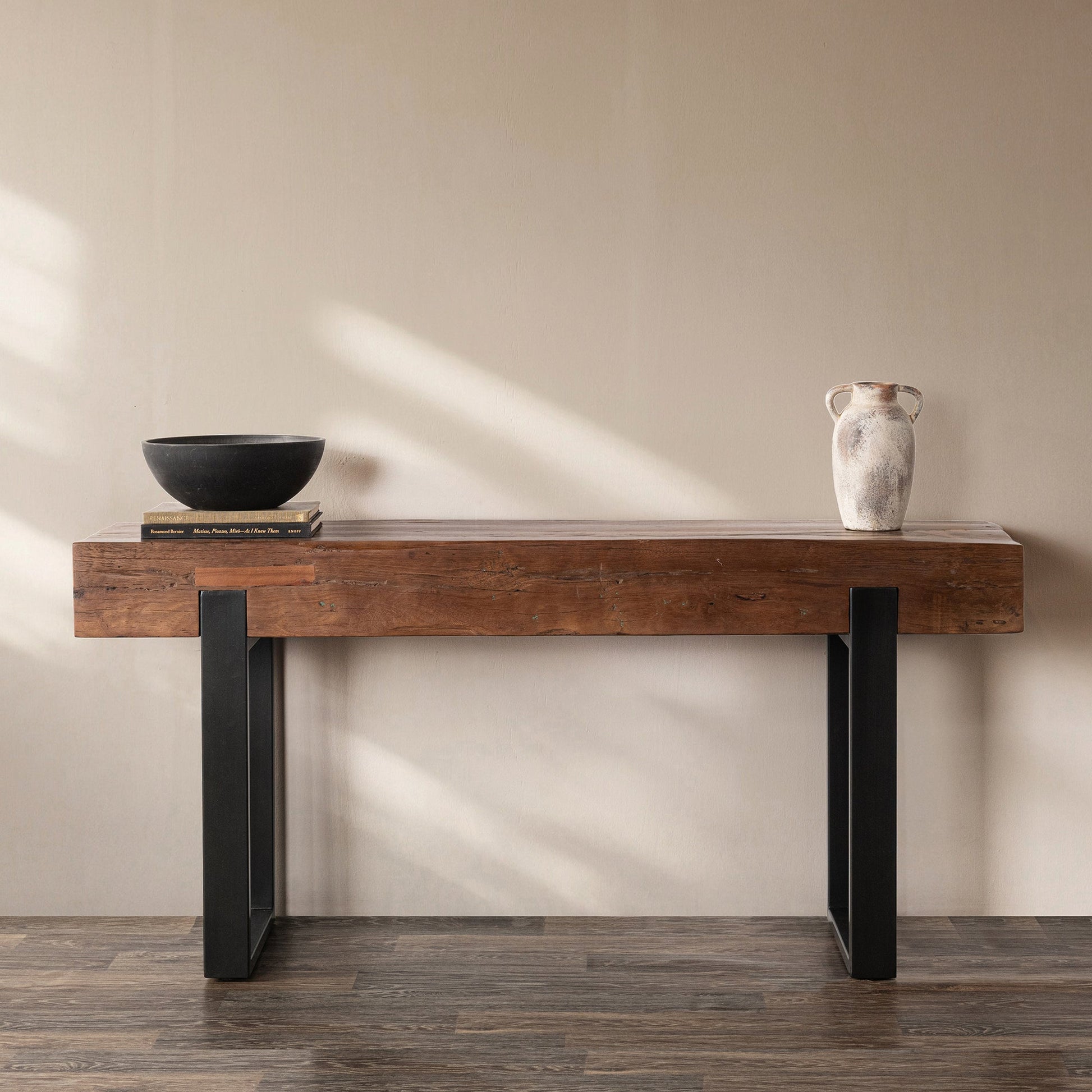Rustic Brown Reclaimed Wood Console Table Duarte Console Table Collection