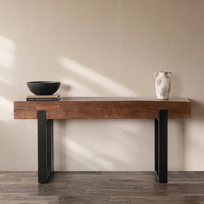 Rustic Brown Reclaimed Wood Console Table Duarte Console Table Collection