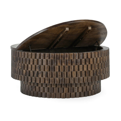 Bark Brown Mango Wood Coffee Table Norwood Coffee Table with Casters Collection