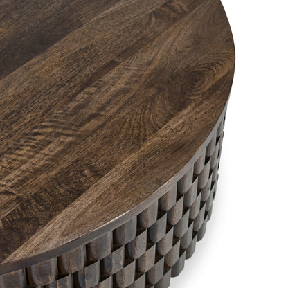 Bark Brown Mango Wood Coffee Table Norwood Coffee Table with Casters Collection