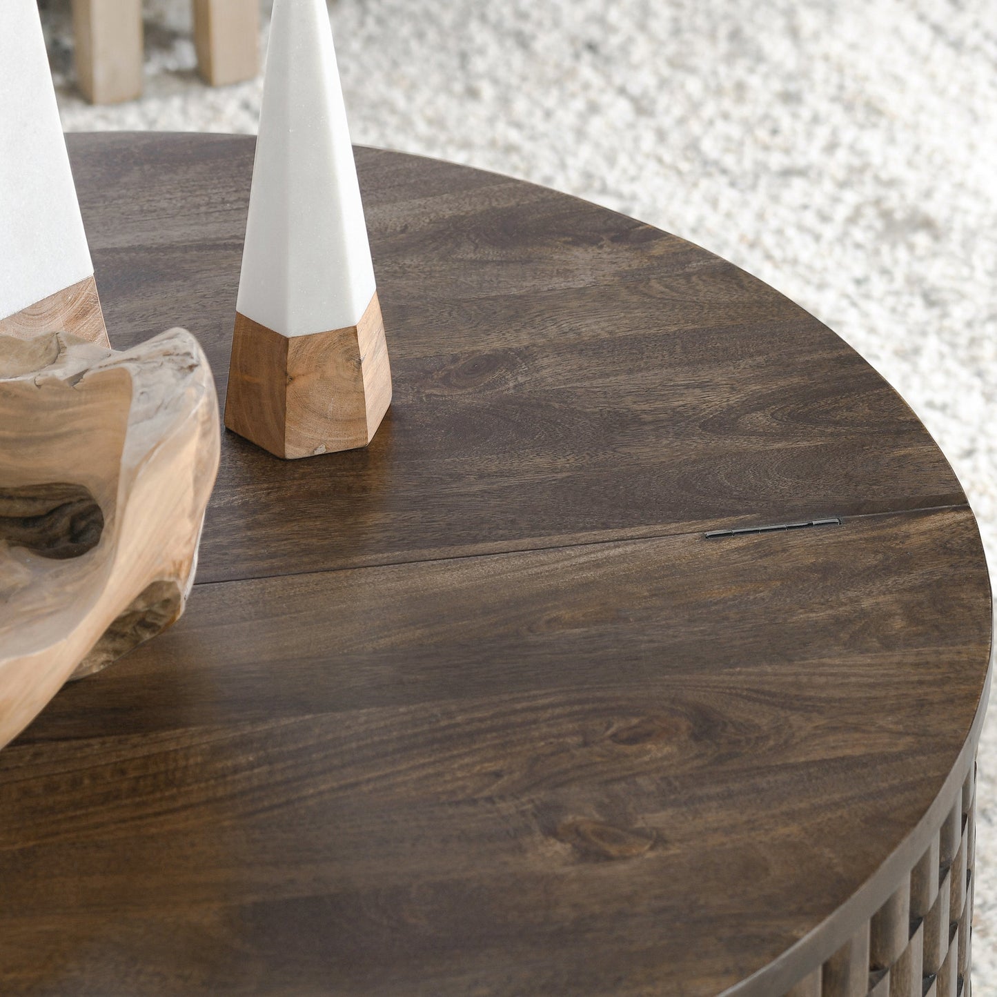 Bark Brown Mango Wood Coffee Table Norwood Coffee Table with Casters Collection