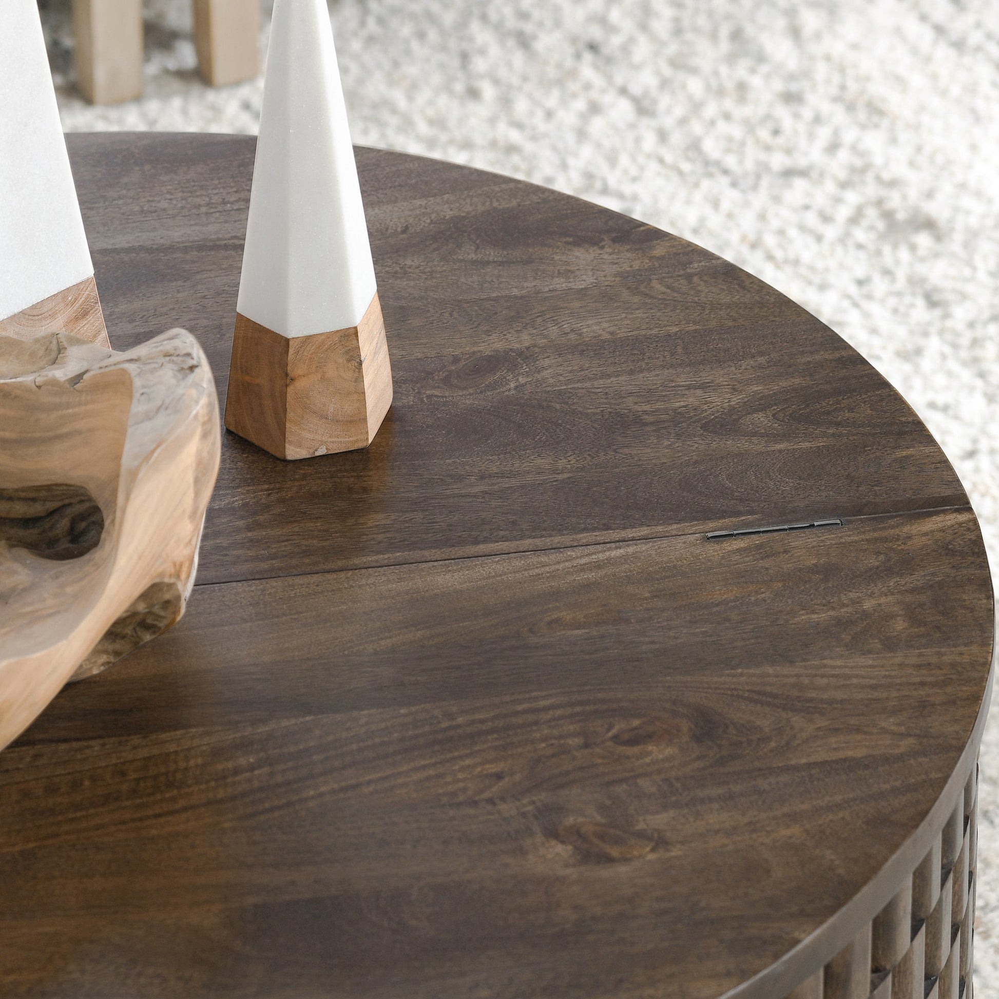 Bark Brown Mango Wood Coffee Table Norwood Coffee Table with Casters Collection