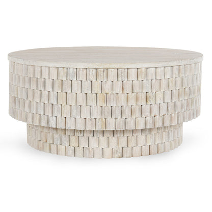Coastal White Mango Wood Coffee Table Norwood Coffee Table with Casters Collection