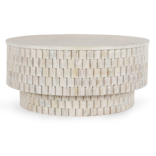 Coastal White Mango Wood Coffee Table Norwood Coffee Table with Casters Collection