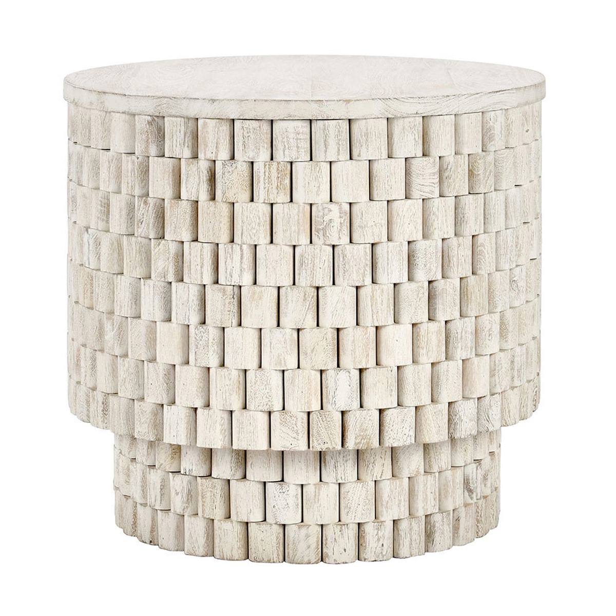 Coastal White Mango Wood Accent & End Table Norwood End Table Collection