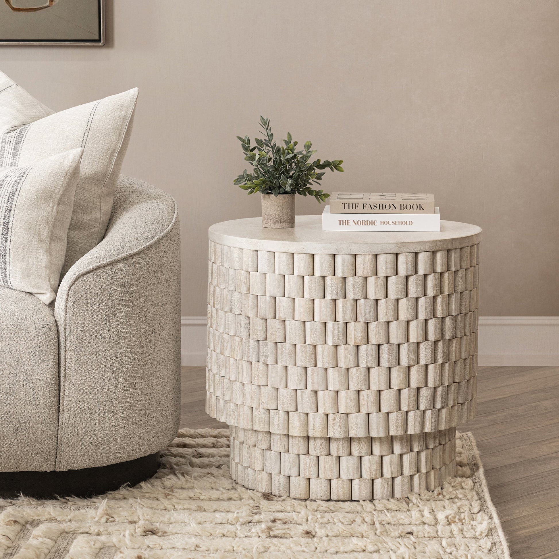 Coastal White Mango Wood Accent & End Table Norwood End Table Collection