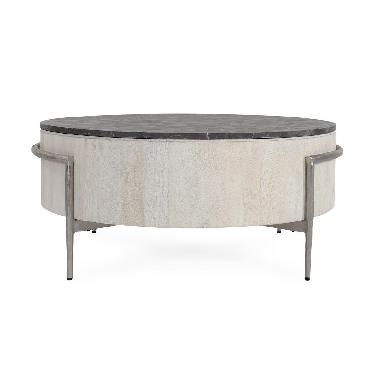 White Wash/Gray Stone Concrete Laminate Coffee Table Honor Coffee Table White Collection