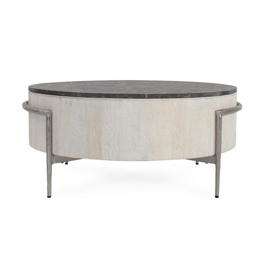White Wash/Gray Stone Concrete Laminate Coffee Table Honor Coffee Table White Collection
