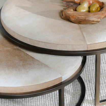 Canyon Sand Hair on Hide Coffee Table Hayword Coffee Table , Set of 2 Collection