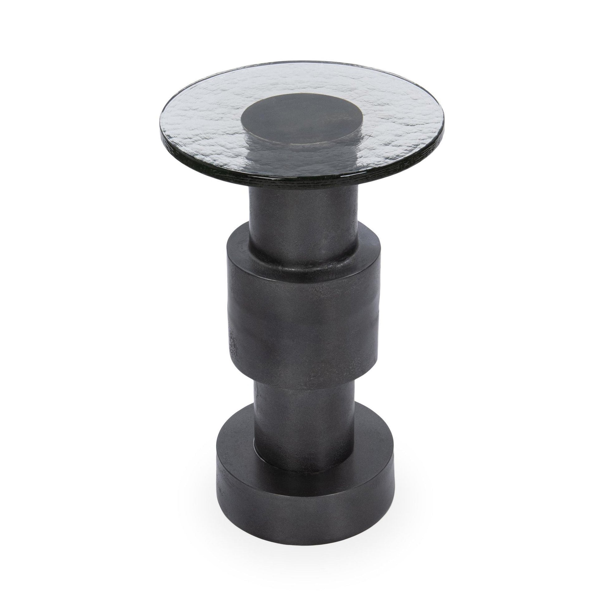 Antique Nickel Cast Glass Accent & End Table Callen Accent Table Collection