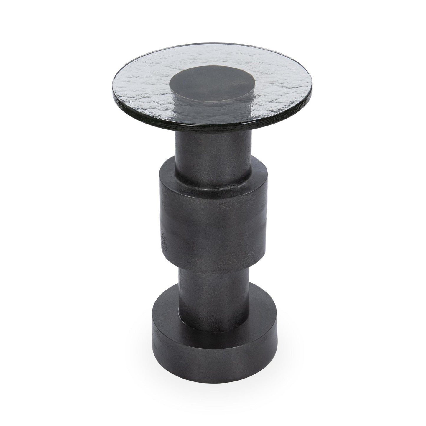 Antique Nickel Cast Glass Accent & End Table Callen Accent Table Collection