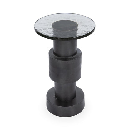 Antique Nickel Cast Glass Accent & End Table Callen Accent Table Collection