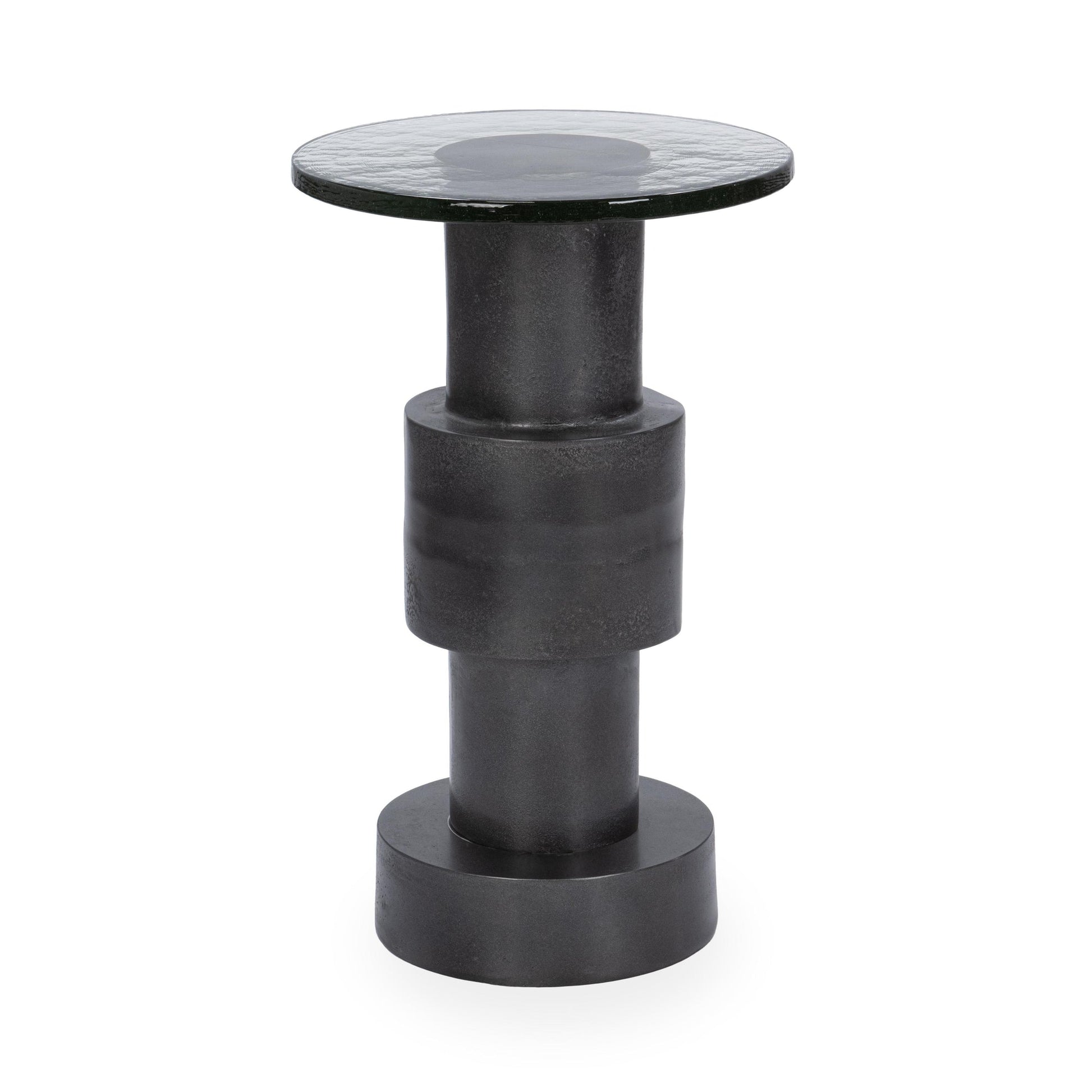 Antique Nickel Cast Glass Accent & End Table Callen Accent Table Collection