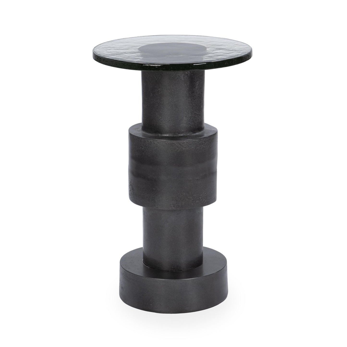 Antique Nickel Cast Glass Accent & End Table Callen Accent Table Collection