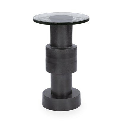 Antique Nickel Cast Glass Accent & End Table Callen Accent Table Collection