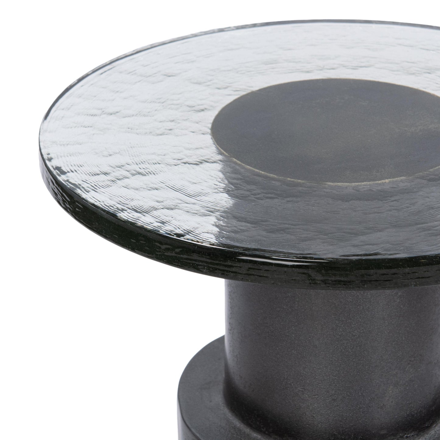 Antique Nickel Cast Glass Accent & End Table Callen Accent Table Collection