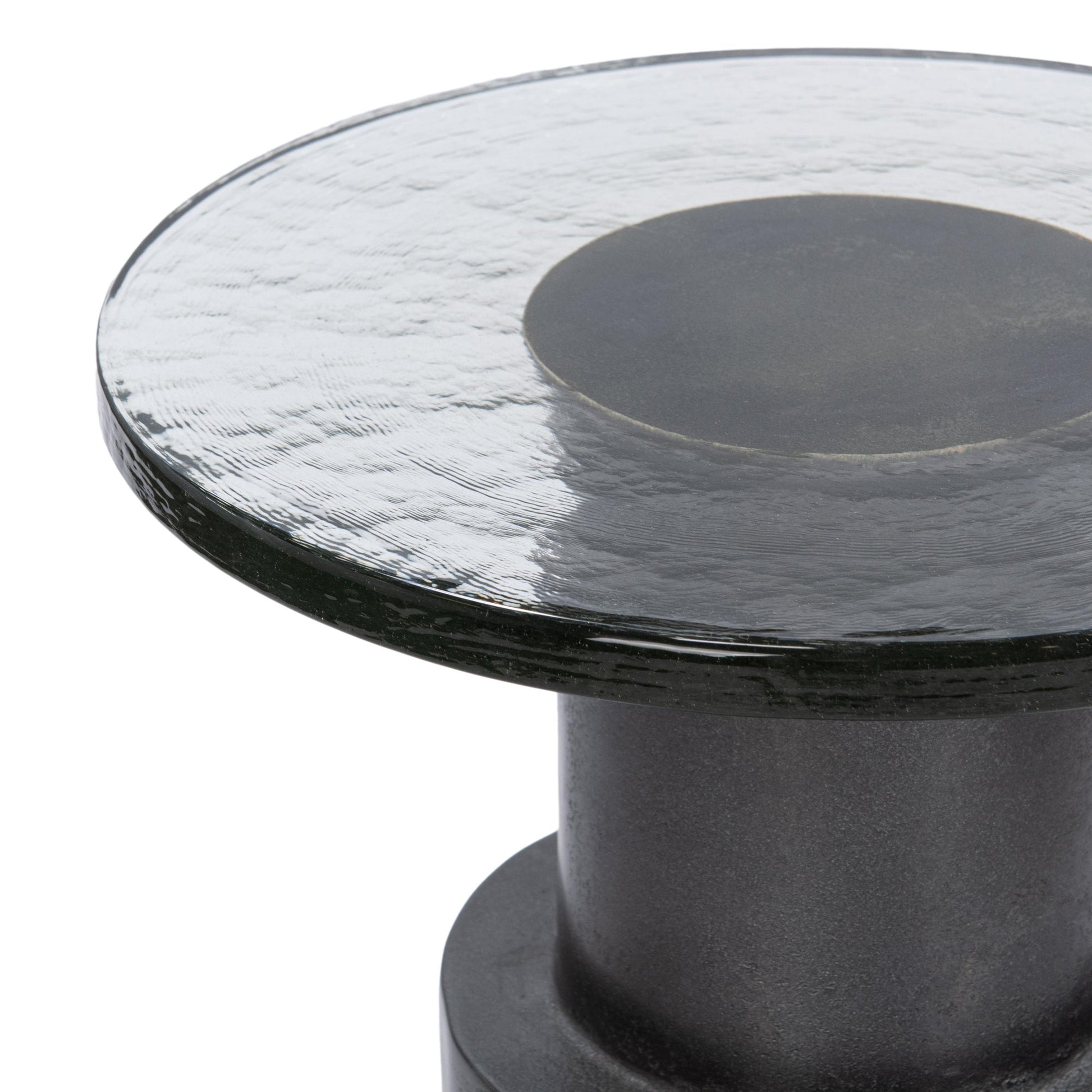 Antique Nickel Cast Glass Accent & End Table Callen Accent Table Collection