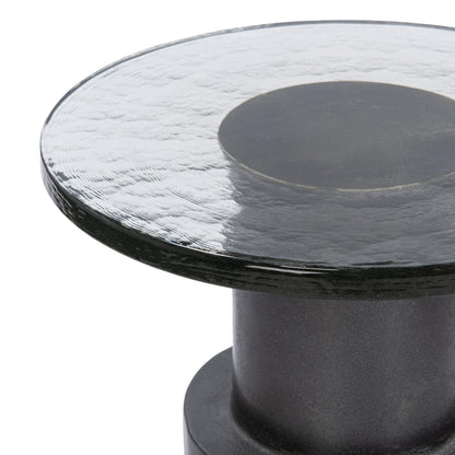 Antique Nickel Cast Glass Accent & End Table Callen Accent Table Collection