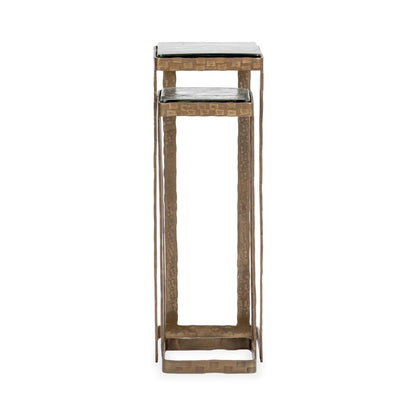 Brass Cast Glass Accent & End Table Gillian Nesting Accent Tables, Set of 2 Collection