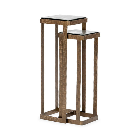 Brass Cast Glass Accent & End Table Gillian Nesting Accent Tables, Set of 2 Collection