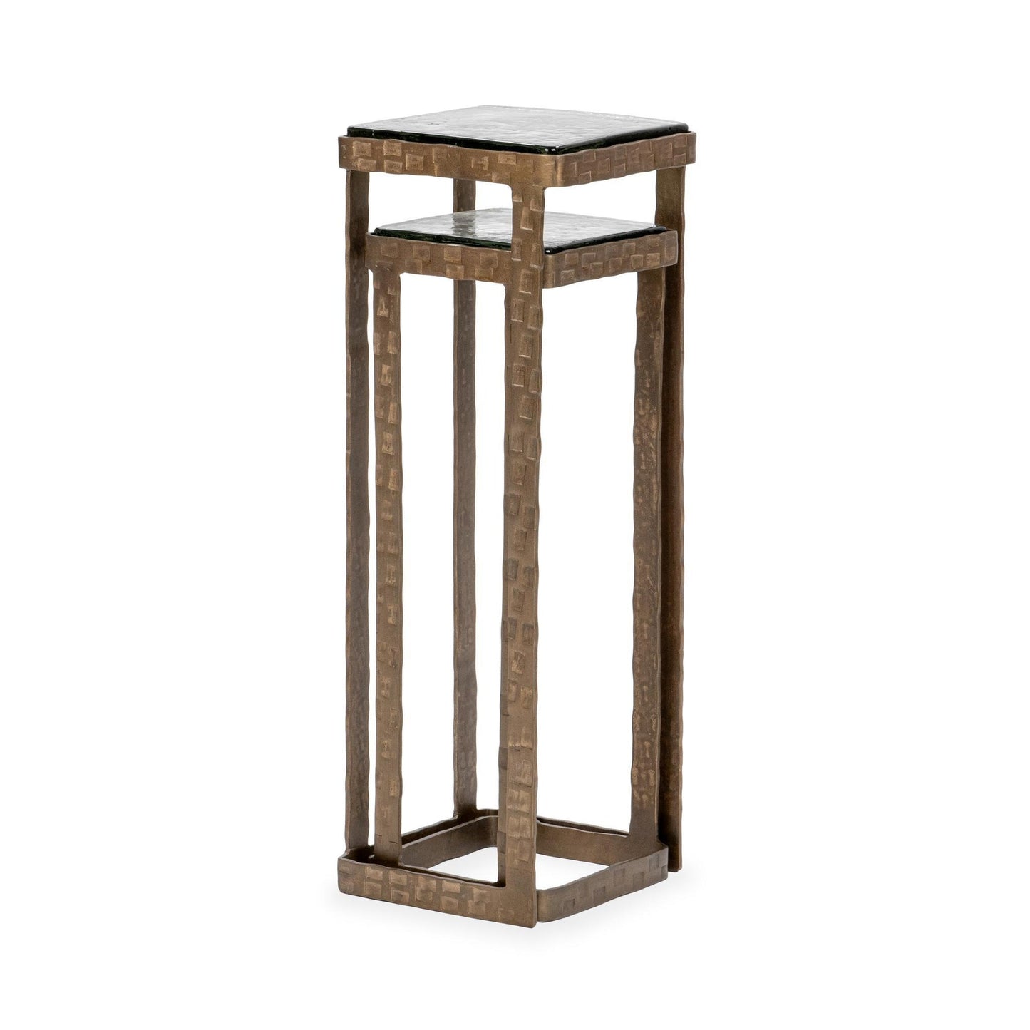 Brass Cast Glass Accent & End Table Gillian Nesting Accent Tables, Set of 2 Collection