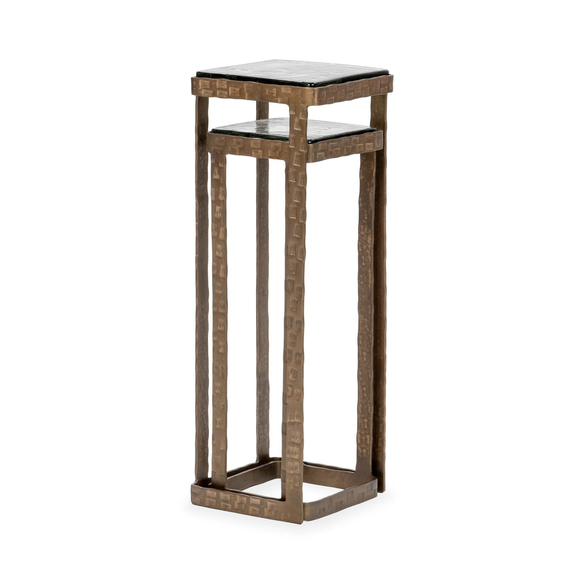 Brass Cast Glass Accent & End Table Gillian Nesting Accent Tables, Set of 2 Collection