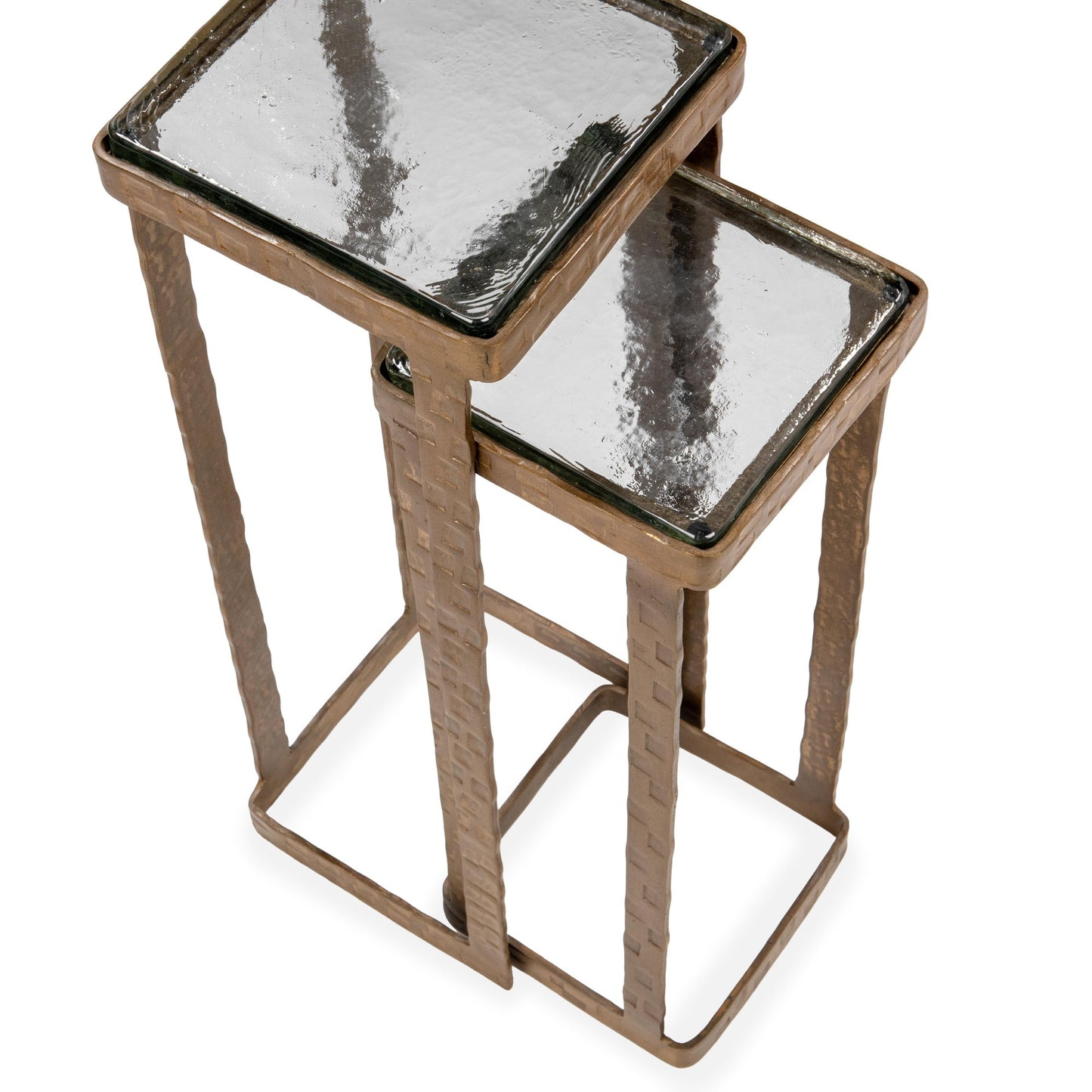 Brass Cast Glass Accent & End Table Gillian Nesting Accent Tables, Set of 2 Collection