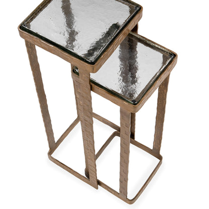 Brass Cast Glass Accent & End Table Gillian Nesting Accent Tables, Set of 2 Collection