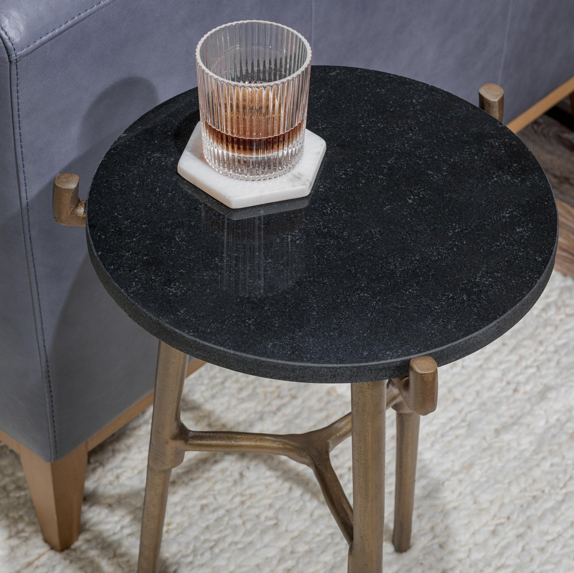 Black Marble Accent & End Table Halley Accent Table Collection
