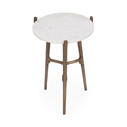 White Marble Accent & End Table Halley Accent Table Collection