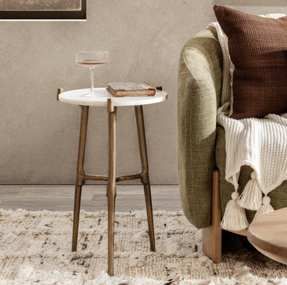 White Marble Accent & End Table Halley Accent Table Collection
