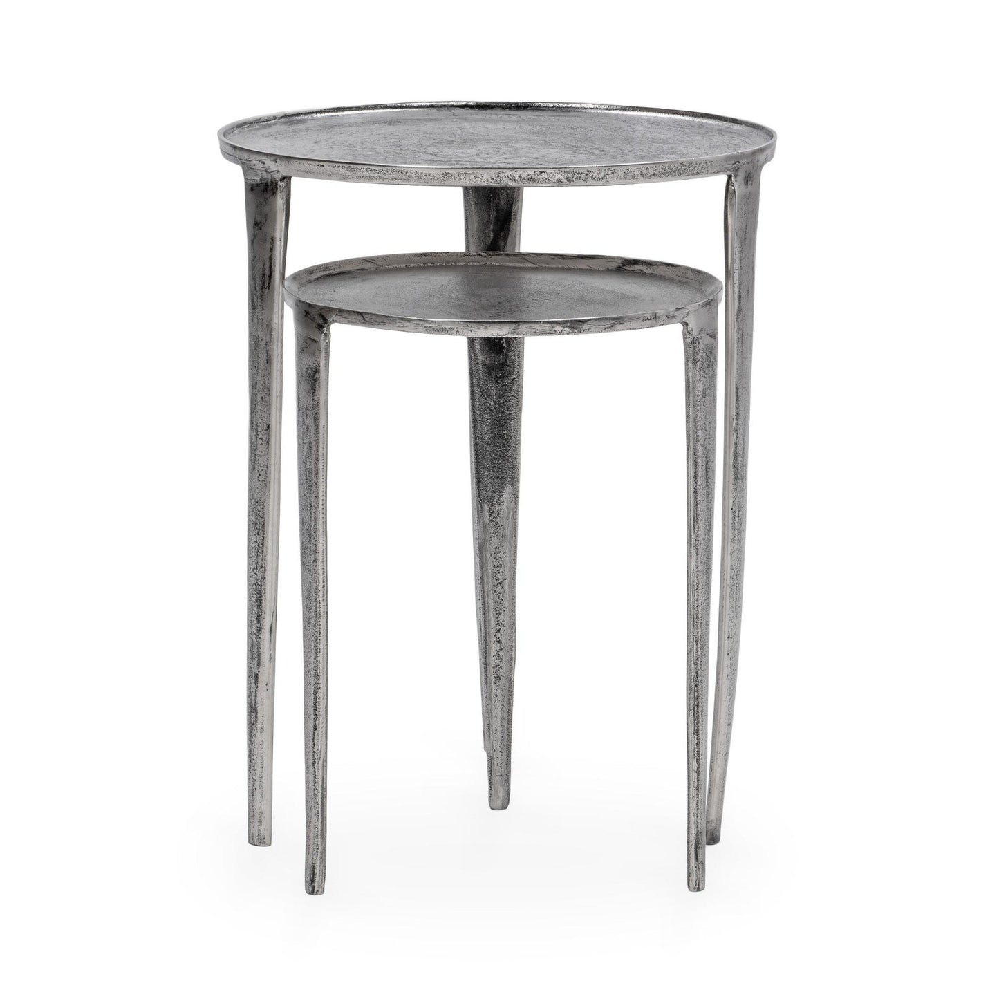 Antique Nickel Cast Aluminum Accent & End Table Elinor Nesting Accent Tables , Set of 2 Collection