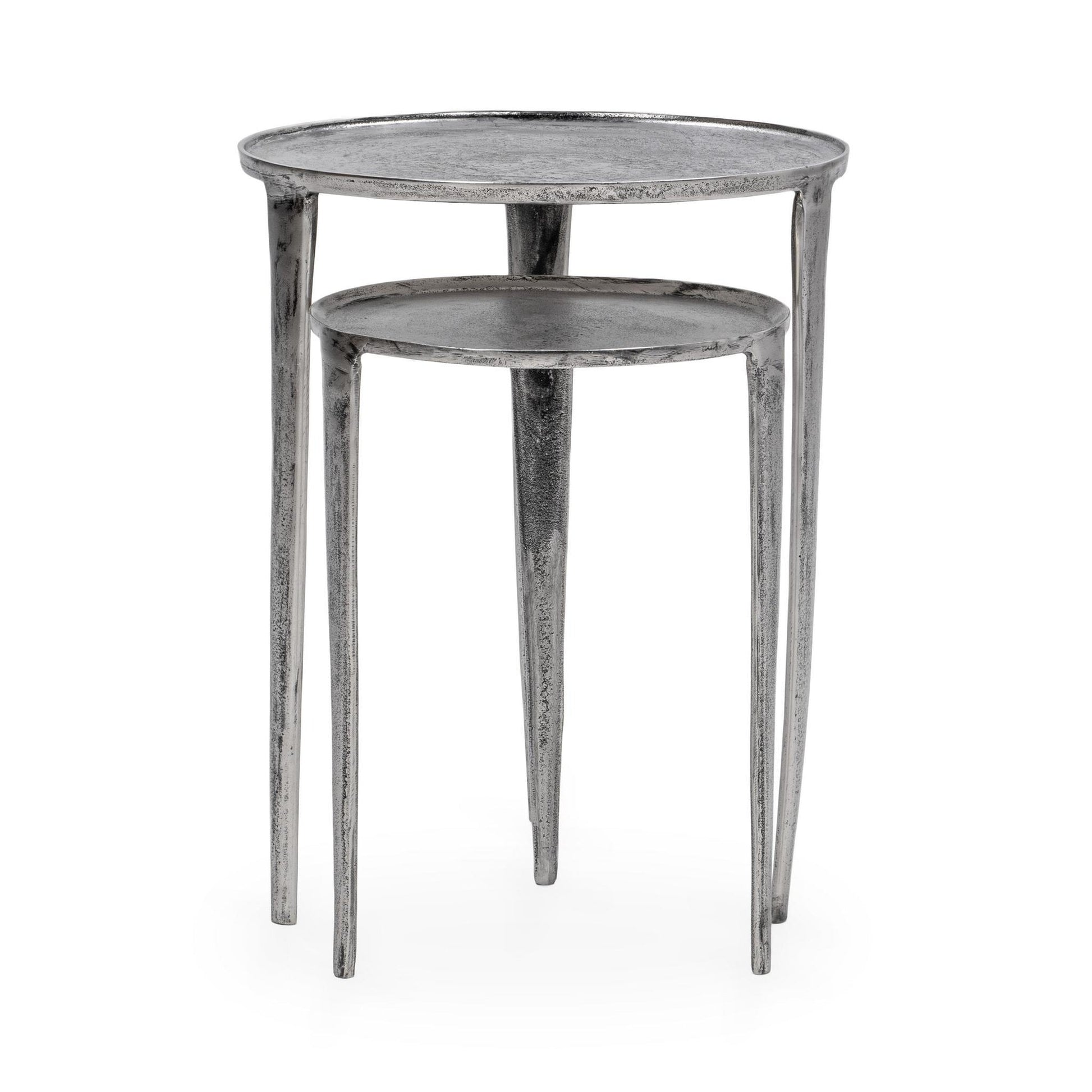 Antique Nickel Cast Aluminum Accent & End Table Elinor Nesting Accent Tables , Set of 2 Collection